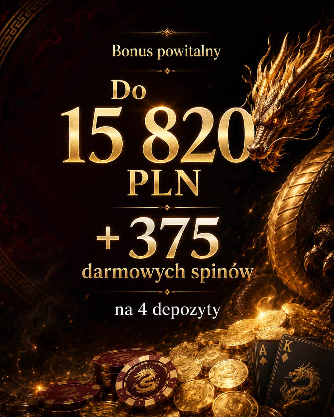 Bonus powitalny Dragon Casino do 15 820 PLN i 375 darmowych spin&oacute;w